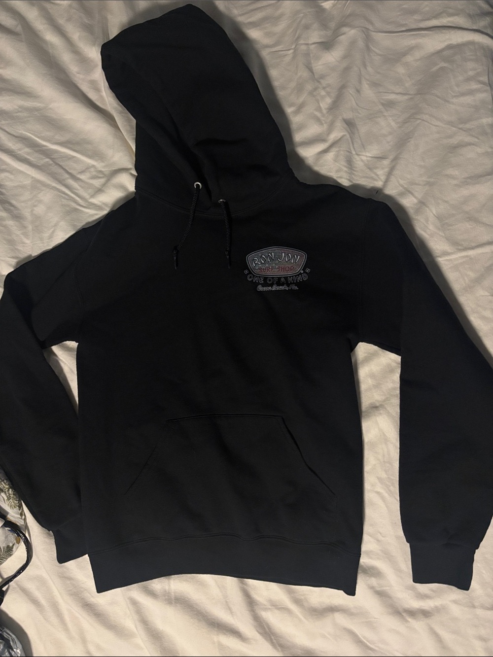 Ron Jon Black Pullover Hoodie with Chest Logo